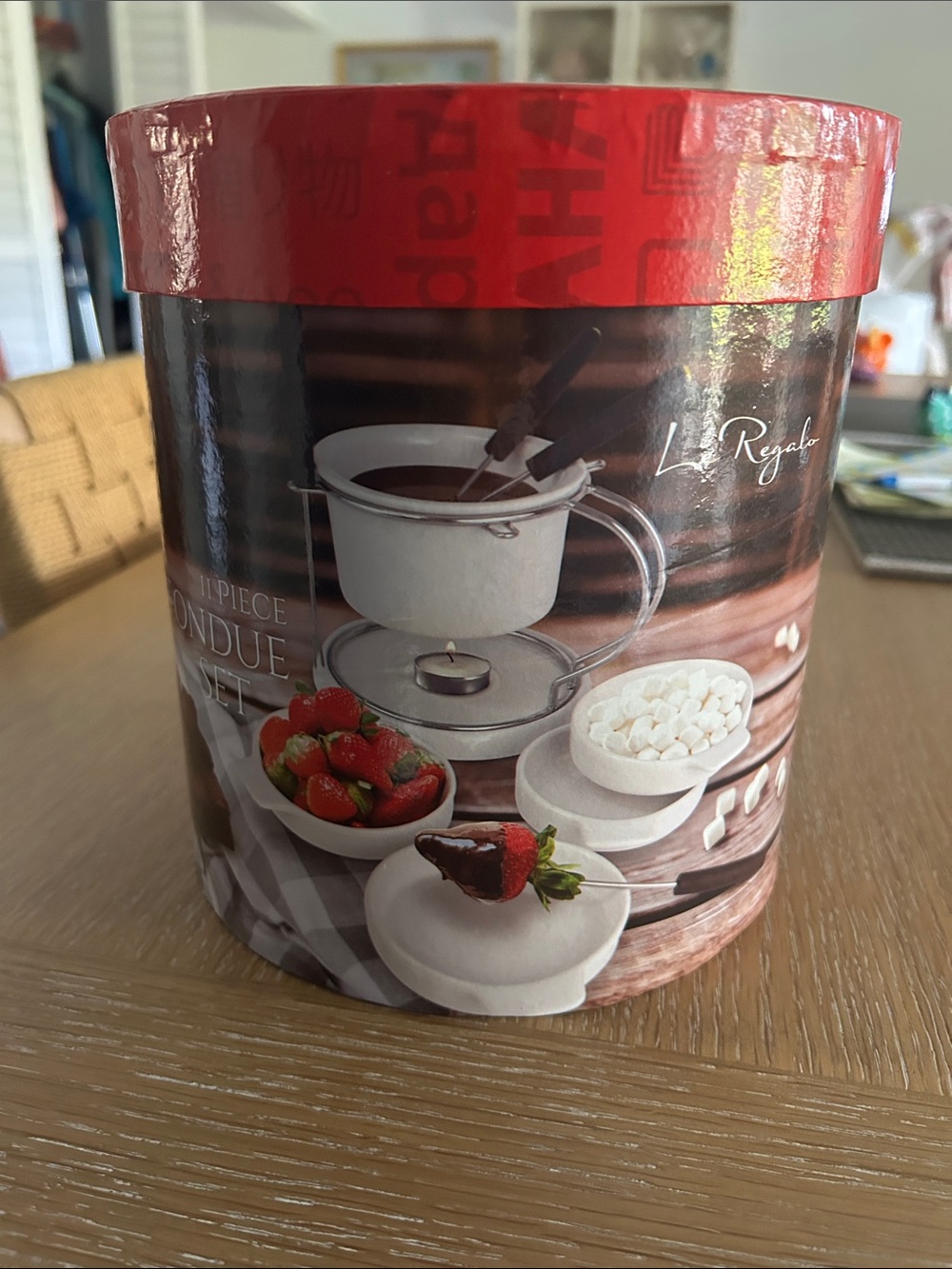 La Regale Red & White Ceramic Fondue Set